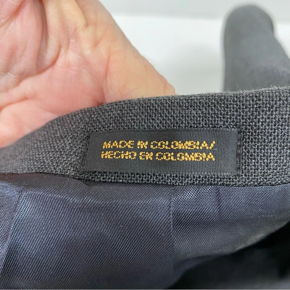Stafford Men's Suit Jacket Size 46L Dark Charcoal Gray 55%Polyester 45% Wool